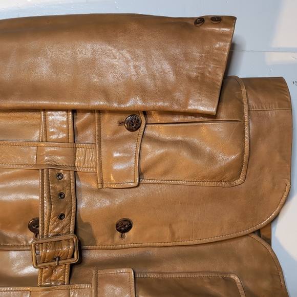 Vint. 70s Cortefiel Retro tan leather jacket 38 chest (mens small) - Picture 2 of 9